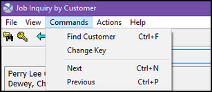 inquiry by customer - Commands Menu